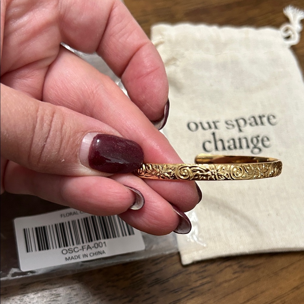 Embossed Gold Cuff Bracelet